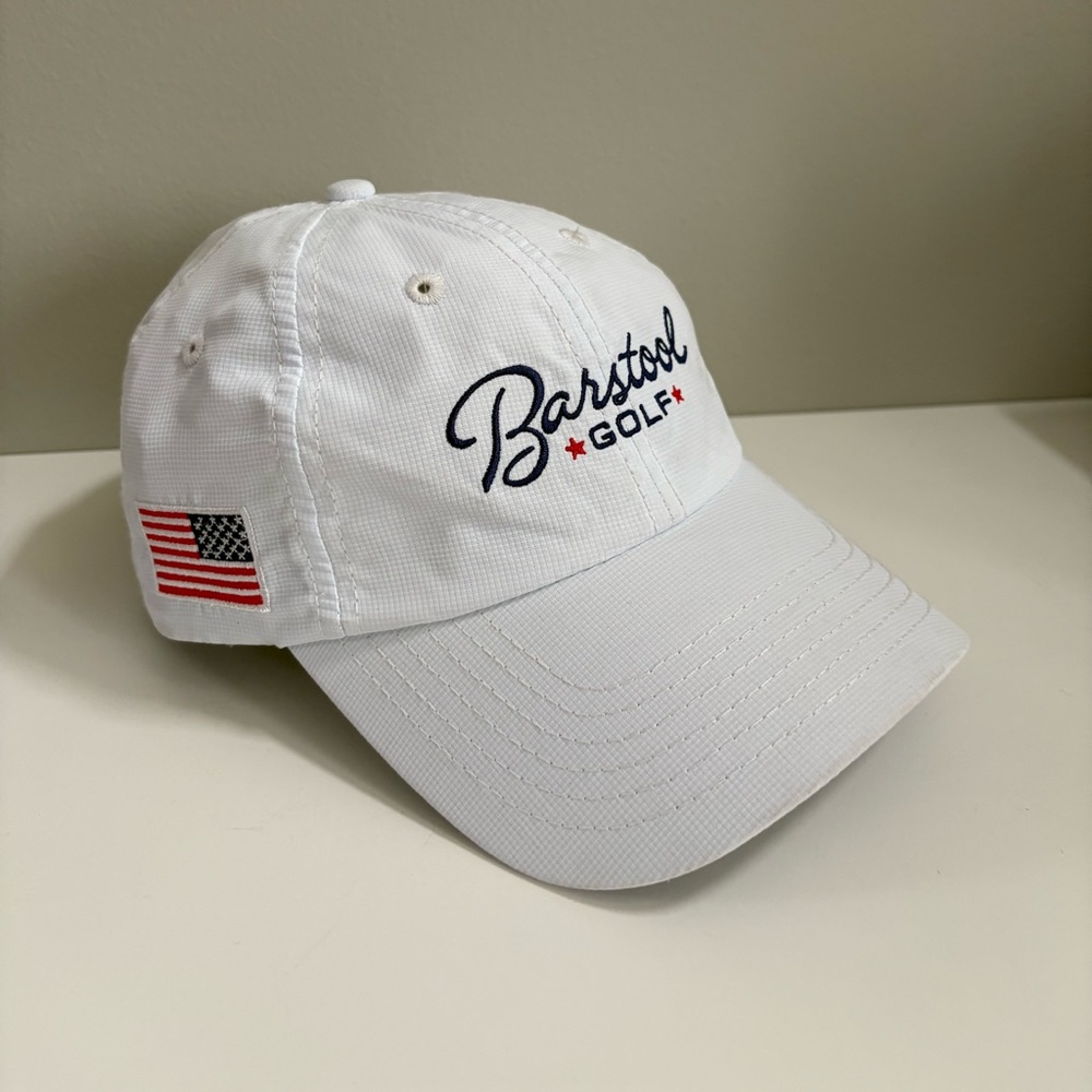 Barstool Sports Golf American Flag Adjustable White Baseball Hat